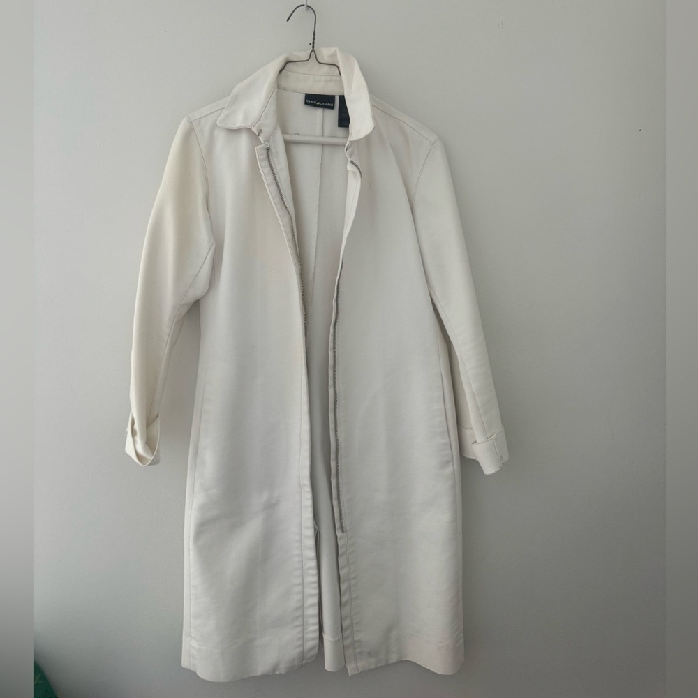 DKNY White denim trench coat